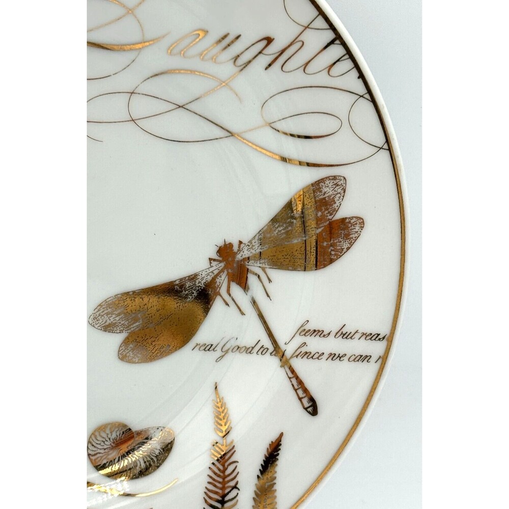 Pottery Barn Salad Dessert Plates Bone China Poetry‎ Gold Trimmed 8.5" Set of 4 - Picture 4 of 16